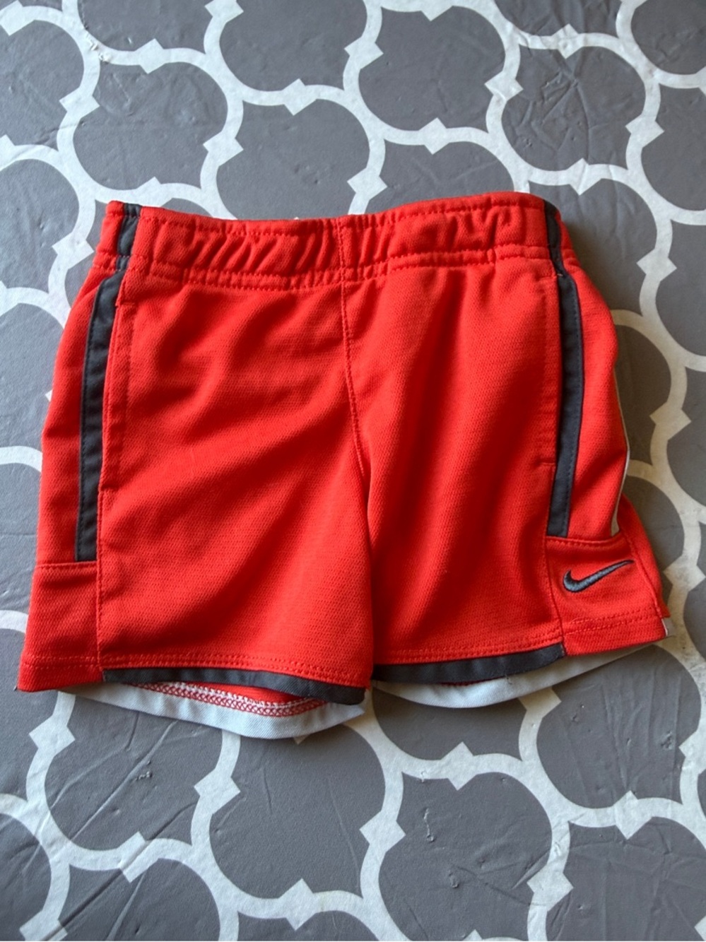 Nike Red Kids Athletic Shorts with Gray Trim